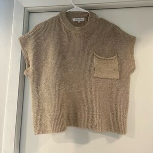Short sleeve tan sweater